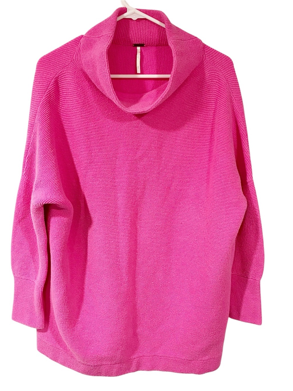 Free People Ribbed Slouchy Ottoman Tunic Sweater in Electric Pink Size Medium